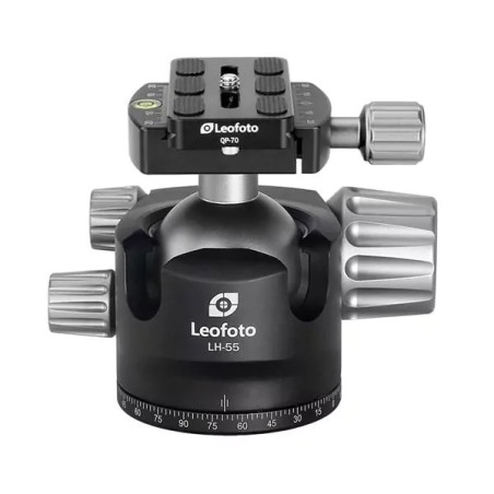 Leofoto Rótula LH-55 + Placa QP-70 | Rótula Leofoto con Placa de Montaje Rápido para Cámaras
