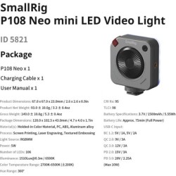 SmallRig 5821 P108 Neo Mini LED Nebula Gray | Compra SmallRig P108 Neo | Precio SmallRig P108 Neo | mini panel LED vídeo