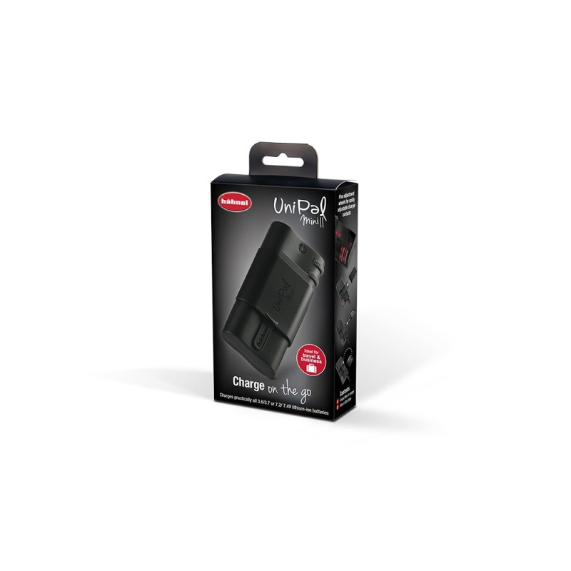 Hähnel Cargador Universal Unipal Mini II | Cargador compacto para baterías de cámara y dispositivos USB