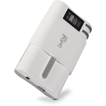 Hähnel Cargador Unipal Plus Blanco | cargador universal baterías | cargador multi batería | cargador universal pantalla lcd