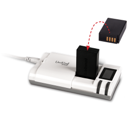 Hähnel Cargador Unipal Plus Blanco | cargador universal baterías | cargador multi batería | cargador universal pantalla lcd