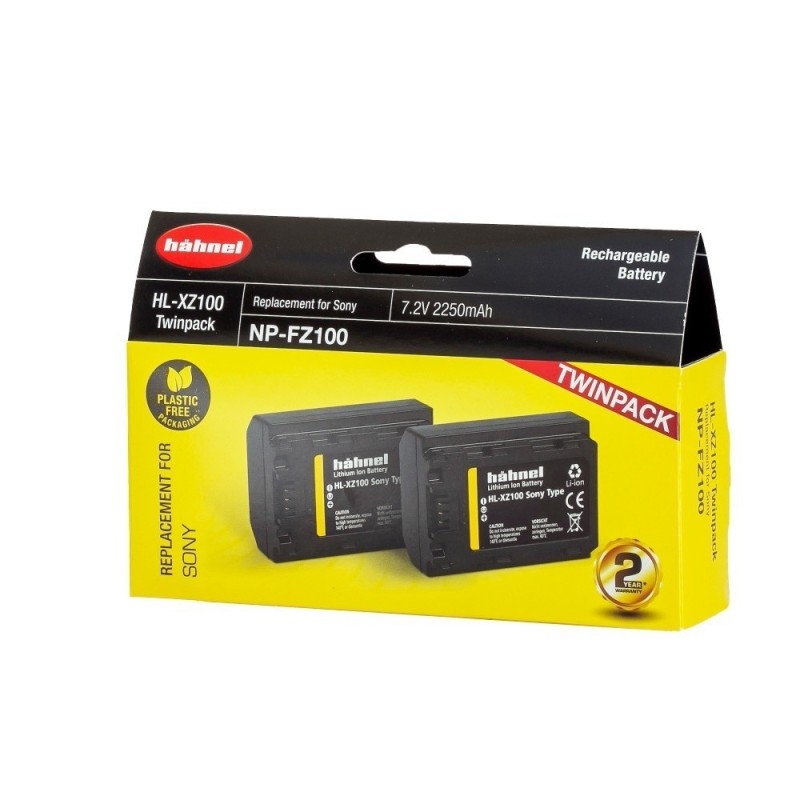Hähnel Batería Compatible Sony NP-FZ100 Twin | Pack de 2 baterías recargables para cámaras Sony Alpha