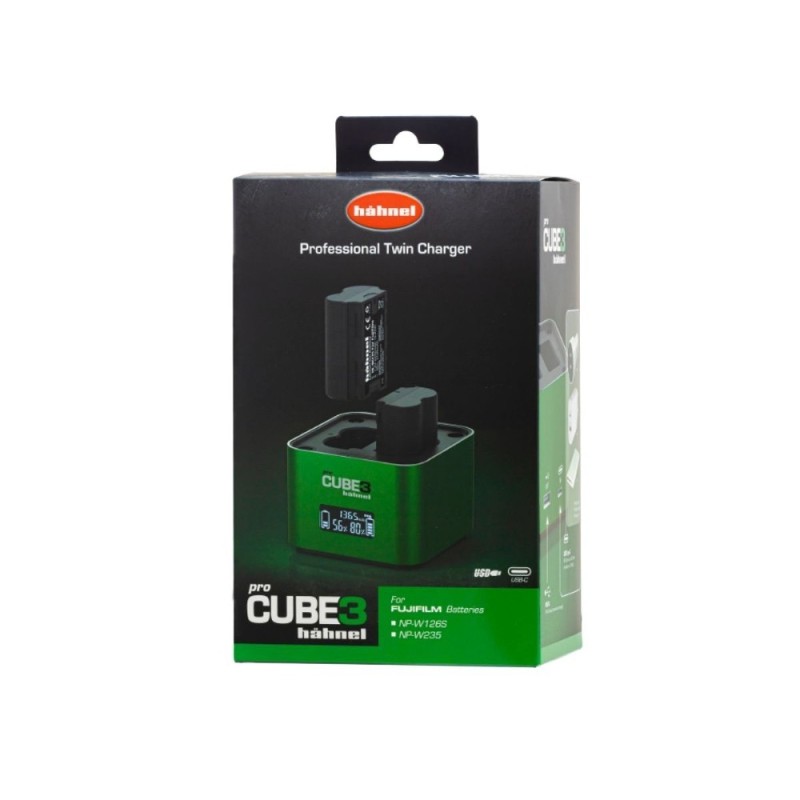 Hähnel Cargador ProCube 3 para Fujifilm | Cargador doble profesional con pantalla LCD y puerto USB