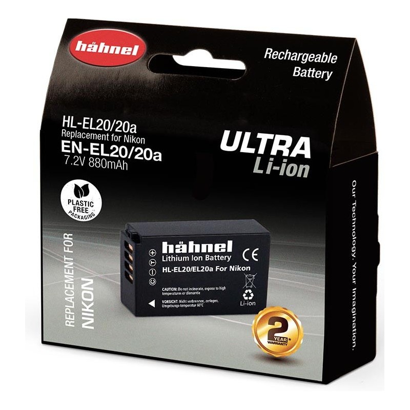 Hähnel Batería Compatible Nikon EN-EL20 ULTRA | Batería recargable de alto rendimiento para cámaras Nikon 1 y Coolpix