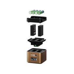 Hähnel Cargador ProCube 3 para Olympus | Cargador dual inteligente con LCD para cámaras Olympus OM-D