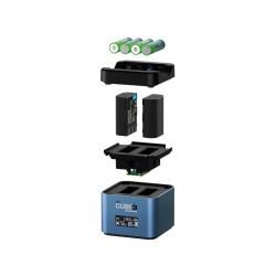 Hähnel Cargador ProCube 3 para Panasonic | Cargador profesional dual con pantalla LCD para cámaras Lumix