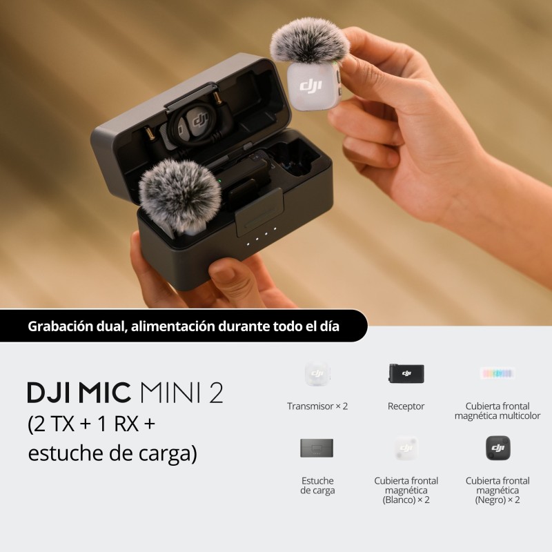 DJI Mic Mini 2 2TX 1RX Estuche de Carga | microfono inalambrico dos canales | microfono inalambrico dji mic mini 2