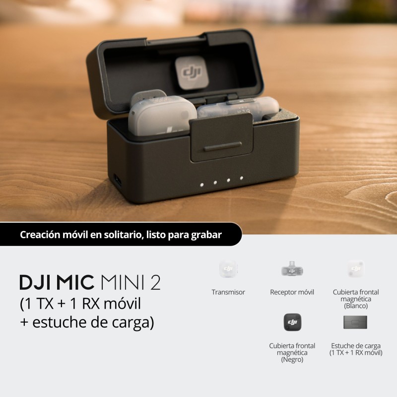 DJI Mic Mini 2 1TX 1RX Móvil Estuche de Carga | microfono inalambrico movil | microfono dji mic mini 2 movil