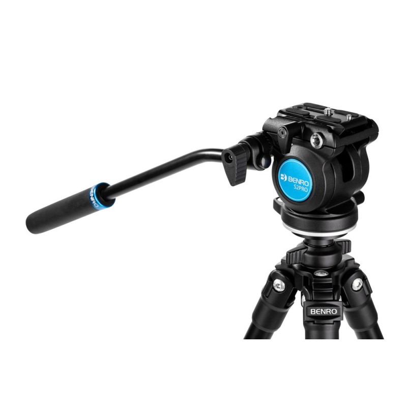 Benro Rótula S2 PRO | Rótula de vídeo fluida ligera con base plana y control de fricción