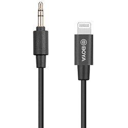 BOYA BY-K1 Adaptador de Audio 3.5mm a Lightning 20cm | adaptador de audio | adaptador mini jack lightning | cable adaptador 3.5m