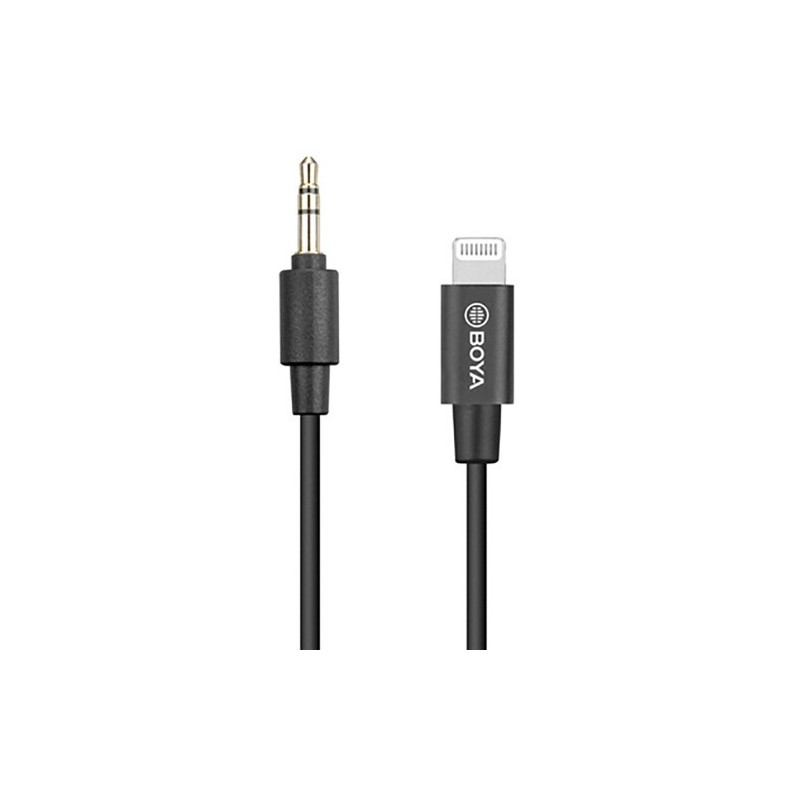 BOYA BY-K1 Adaptador de Audio 3.5mm a Lightning 20cm | adaptador de audio | adaptador mini jack lightning | cable adaptador 3.5m