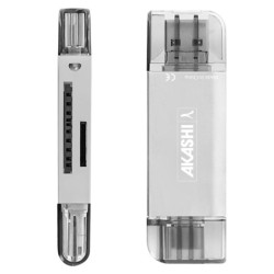 Akashi Lector de Tarjetas 3 en 1 | lector de tarjetas sd | adaptador usb c sd | lector tarjetas micro sd usb
