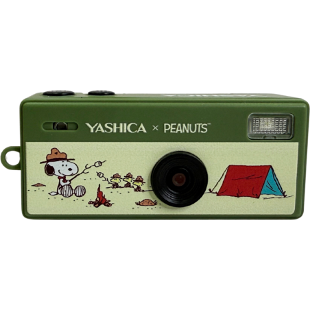Yashica Funtastic Snoopy Summit | camara llavero snoopy aventura | mini camara clip senderismo | camara retro flip selfie portat