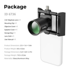 teleobjetivo para móvil | teleobjetivo 3.5x | Teleobjetivo 3.5X SmallRig 6736 CS-L1 para Móvil con Clip de Montaje