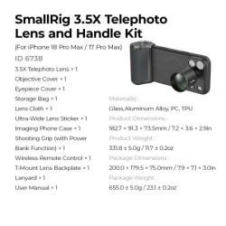 kit teleobjetivo iphone 18 pro | teleobjetivo iphone 17 pro | Kit Teleobjetivo 3.5X SmallRig 6737 para iPhone 18 Pro y 17 Pro