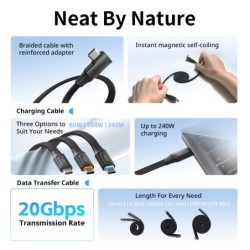 cable usb-c autoenrollable | cable usb-c 60w | Cable de Carga USB-C Autoenrollable SmallRig 5611 de 100 cm y 60W