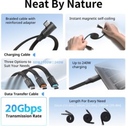 cable usb-c 100w | cable usb-c autoenrollable | Cable de Carga USB-C Autoenrollable SmallRig 5612 de 100 cm y 100W