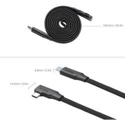 cable usb-c 240w | cable usb-c autoenrollable | Cable de Carga USB-C Autoenrollable SmallRig 5613 de 100 cm y 240W