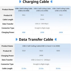 cable usb-c 240w | cable usb-c autoenrollable | Cable de Carga USB-C Autoenrollable SmallRig 5613 de 100 cm y 240W