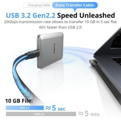 cable usb 3.2 gen2x2 | cable usb-c 1 metro | Cable de Datos USB-C Autoenrollable SmallRig 6866 de 100 cm USB 3.2 Gen2x2 y 240W