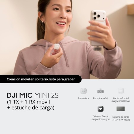 micrófono inalámbrico móvil | micrófono inalámbrico dji | DJI Mic Mini 2S (1 TX + 1 RX Móvil + Estuche de Carga)