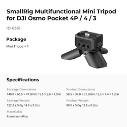 mini trípode de sobremesa | trípode para DJI Osmo Pocket | SmallRig 6361 Mini Trípode de Sobremesa con Puerto USB-C para DJI Osm
