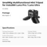 mini trípode con USB-C | trípode para Insta360 Luna | SmallRig 6996 Mini Trípode con Puerto USB-C para Insta360 Luna / Luna Pro