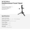 trípode de viaje multifunción | trípode 3 en 1 Insta360 | SmallRig 6479 VT-17 Trípode de Viaje Multifunción 3 en 1 para Insta360