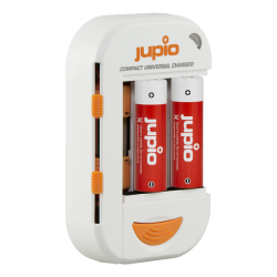 Jupio Cargador Universal Li-Ion +AA/AAA+USB | Cargador multifunción para baterías de cámaras y pilas recargables