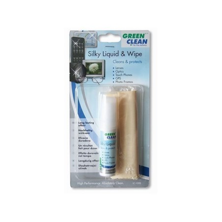 Greenclean Kit de Limpieza de Pantalla Óptica 20ml | Solución líquida y paño de microfibra para limpieza segura de pantallas