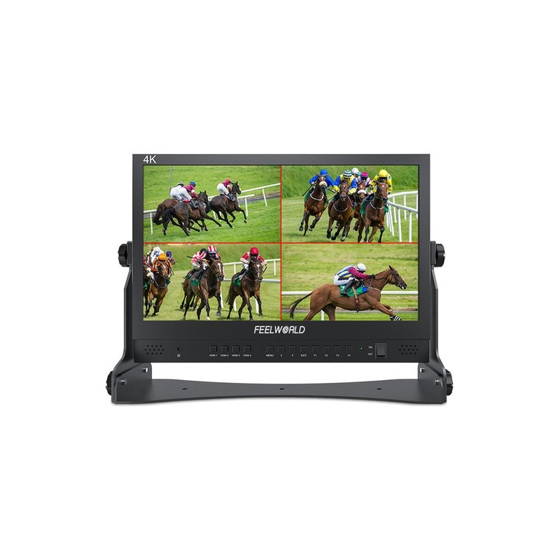 Feelworld ATEM 156 Monitor | Monitor Quad Split de 4 entradas HDMI, ideal para multicámara y producción en vivo