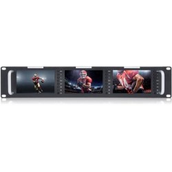 Feelworld T51 Monitor | Monitor triple de 5” para rack de estudio con entrada HDMI y SDI, ideal para multicámara