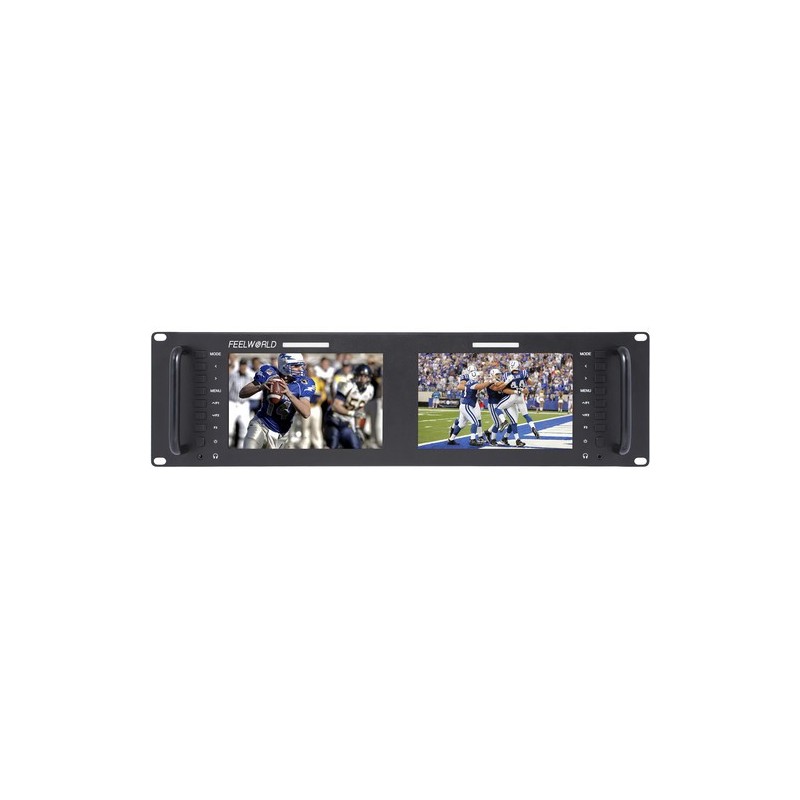 Feelworld D71H Monitor | Monitor doble HDMI de 7" para montaje en rack con entradas independientes y control profesional