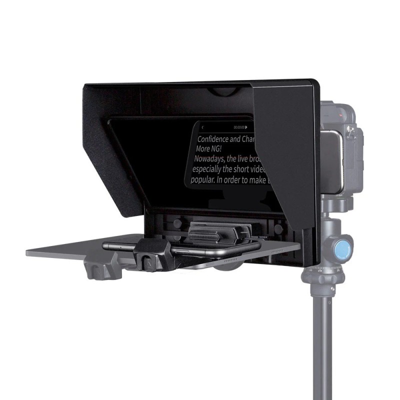 Feelworld Teleprompter Plegable TP10 | Teleprompter profesional de 10" con diseño plegable para cámaras DSLR y mirrorless