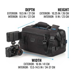 Tenba Bolsa de Hombro Cineluxe V2 16 Negra | Bolsa profesional para cámaras de video y accesorios