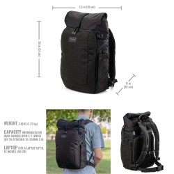 Tenba Mochila Fulton V2 16L Negra | Mochila fotográfica compacta y segura para cámaras DSLR y mirrorless